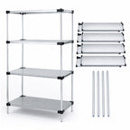 Thumbnail image #3 for Quantum WR86-1454SG Solid Shelving Starter Kit, 4-Shelf Stationary Commercial Rack, Galvanized Steel with Chrome Posts, 54"W x 86"H