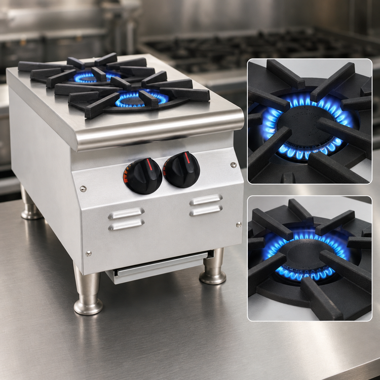 Product image #3 for RedHots Chef's Line 12-Inch 2-Burner Natural Gas Countertop Hot Plate