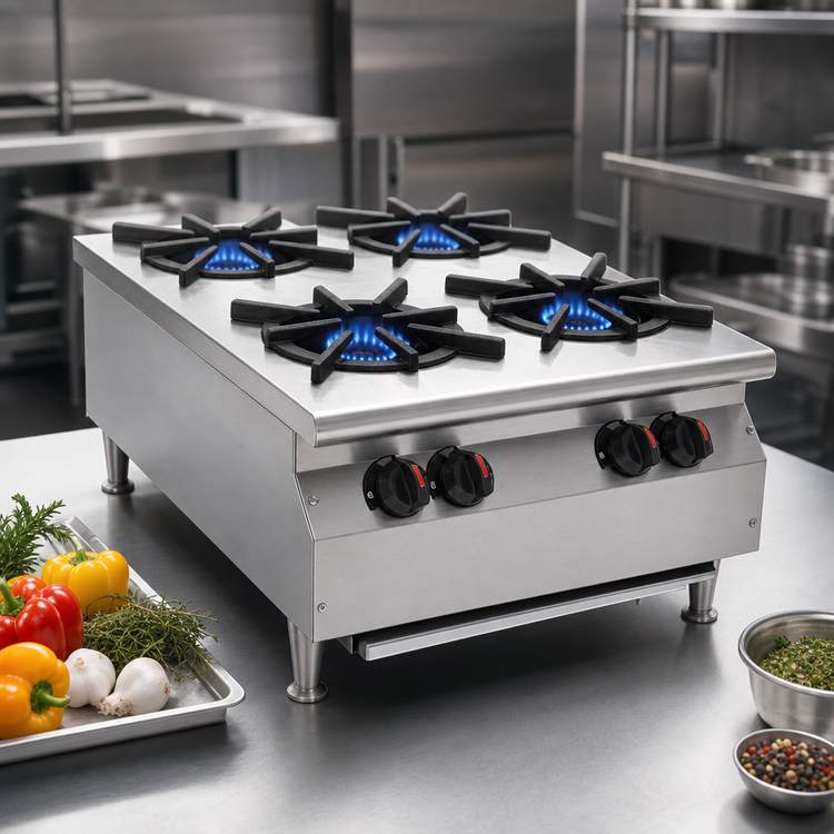 Product image #3 for RedHots Chef's Line 24-Inch Countertop Gas Hot Plate, 4-Burner, Natural Gas, 100,000 BTU