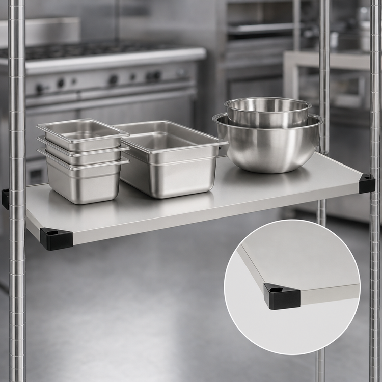 Product image #3 for Metro Super Erecta 42" x 18" Flat Solid Stainless Steel Shelf with Raised Ship's Edge