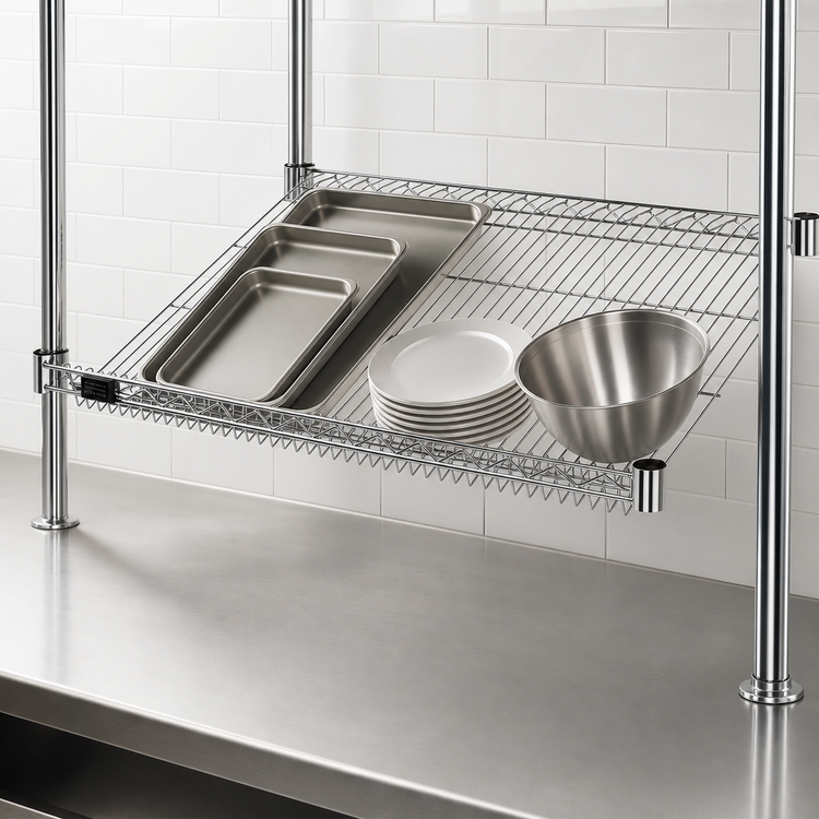 Product image #3 for Quantum Slanted Wire Shelf, 48 x 18 Inches, Chrome Plated