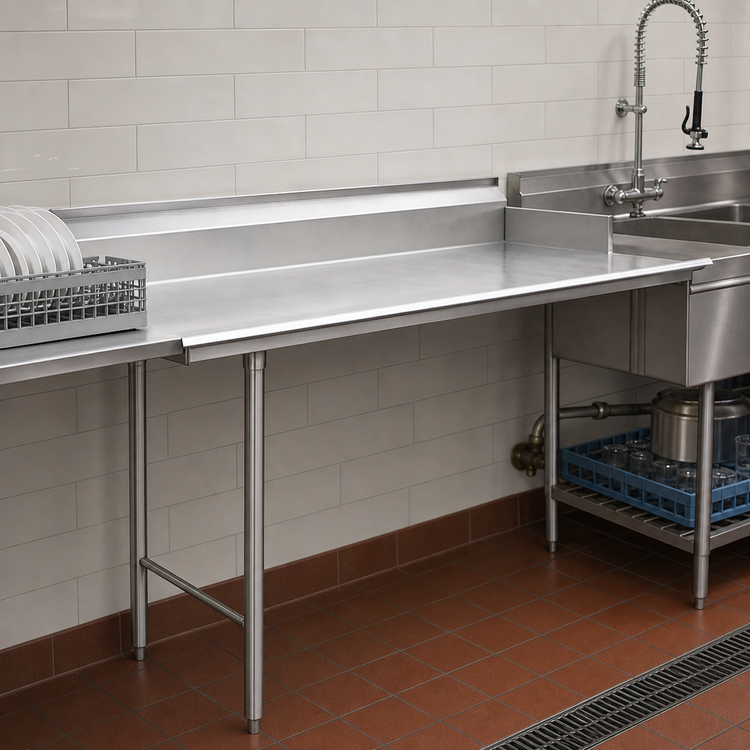 Product image #3 for Eagle Group Straight Clean Dishtable, 96-Inch Left-to-Right, 8-Inch Backsplash