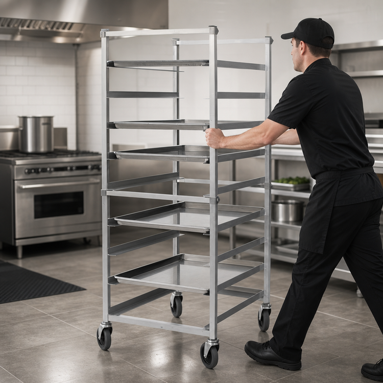 Product image #3 for Panco Mobile Full-Height Open-Side Utility Rack for 18 x 26 Sheet Pans, 20-Pan Capacity