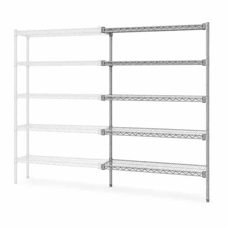 Product image #3 for EAGLEbrite 5-Tier Add-On Wire Shelving Unit, 72W x 21D x 74H, Zinc Finish