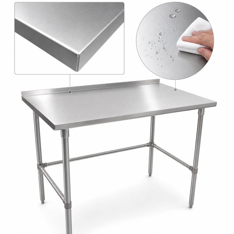 Product image #3 for John Boos Stallion 72-Inch x 30-Inch Open Base Stainless Steel Work Table with 1-1/2-Inch Rear Up-Turn