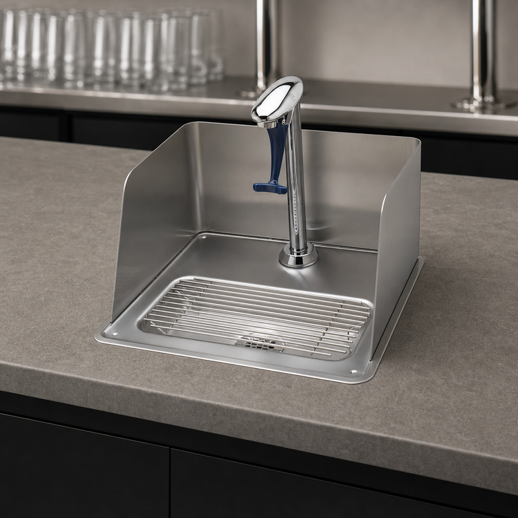 Product image #3 for T&S Brass Drop-In Glass Filler Water Station with Splash Guard and 10-1/2-Inch Stainless Steel Drip Pan