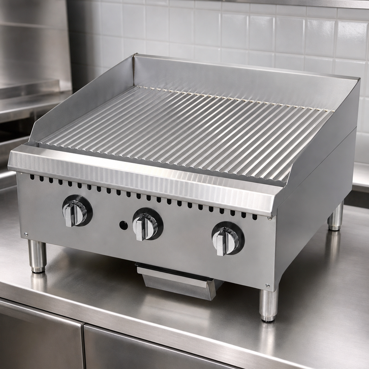 Product image #3 for 60-Inch Countertop Gas Griddle with Grooved Steel Plate and Thermostat Controls
