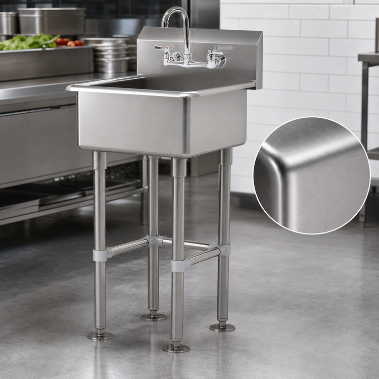 Product image #3 for Advance Tabco 23-Inch Wide One-Station Floor-Mounted Service Sink with Included Gooseneck Faucet