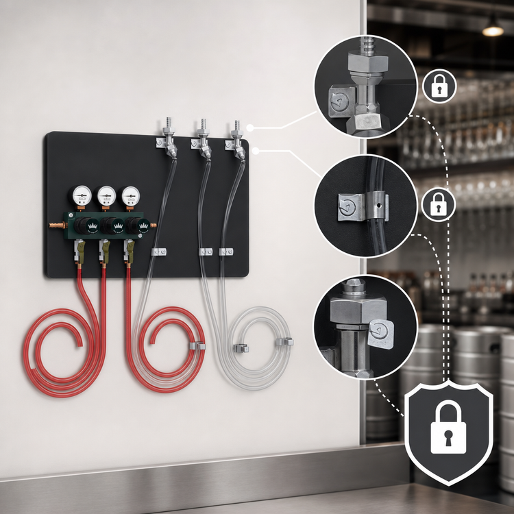 Product image #3 for Krowne Tamper-Proof Wall Bracket Beer Regulator with Tail Pieces for 3 Beer Lines