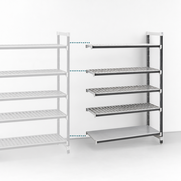 Product image #3 for Cambro Camshelving Elements XTRA 24 in. x 72 in. x 84 in. 5-Shelf Solid Stationary Add-On Shelving Unit