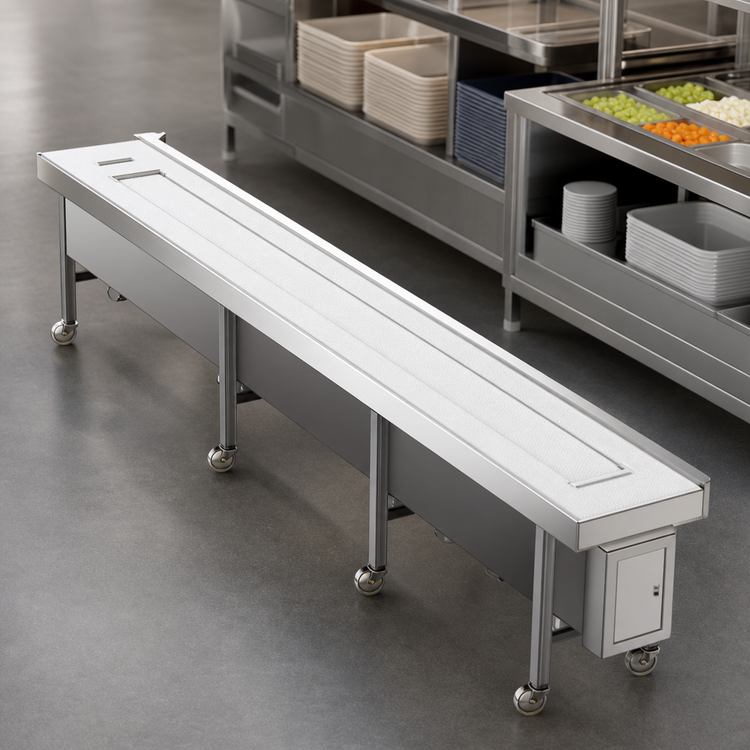 Product image #3 for Dinex DXIESFB8 8-Foot Fabric Belt Tray Make-Up Conveyor