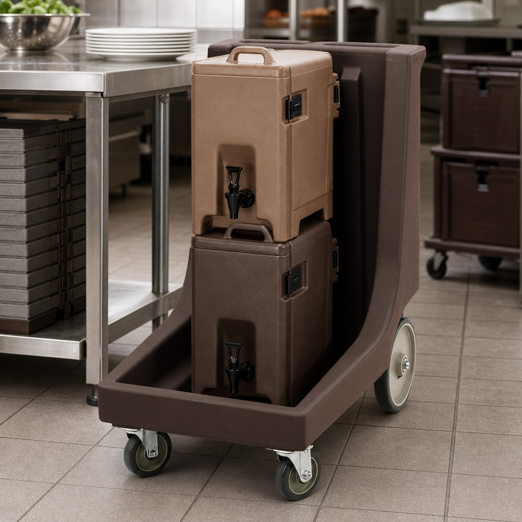 Product image #4 for Cambro Camdolly Open Frame Transport Dolly with Handle and Big Rear Wheels, Dark Brown, 350 lb Capacity