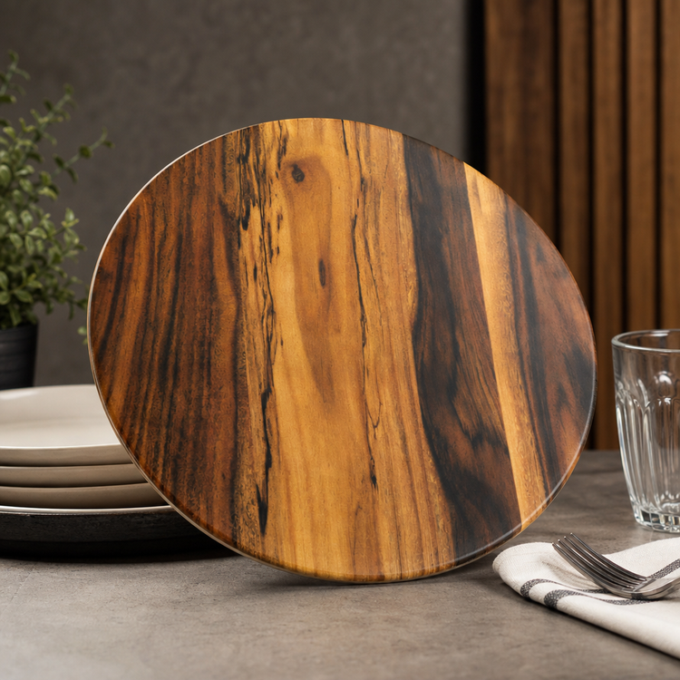 Product image #3 for American Metalcraft Naturals 17-1/4 Inch Round Melamine Serving Board, Acacia Pattern