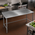 Thumbnail image #3 for Eagle Group Budget Series 84-Inch x 24-Inch 430 Stainless Steel Work Table with Rear Up-Turn and Galvanized Base