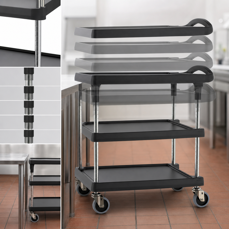 Product image #3 for Metro myCart Plus Series 3-Shelf Adjustable-Height Polymer Utility Cart