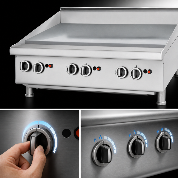 Product image #3 for Garland U.S. Range 72-Inch Heavy-Duty Countertop Gas Griddle with Thermostatic Controls, 1-Inch Smooth Steel Plate, 168,000 BTU