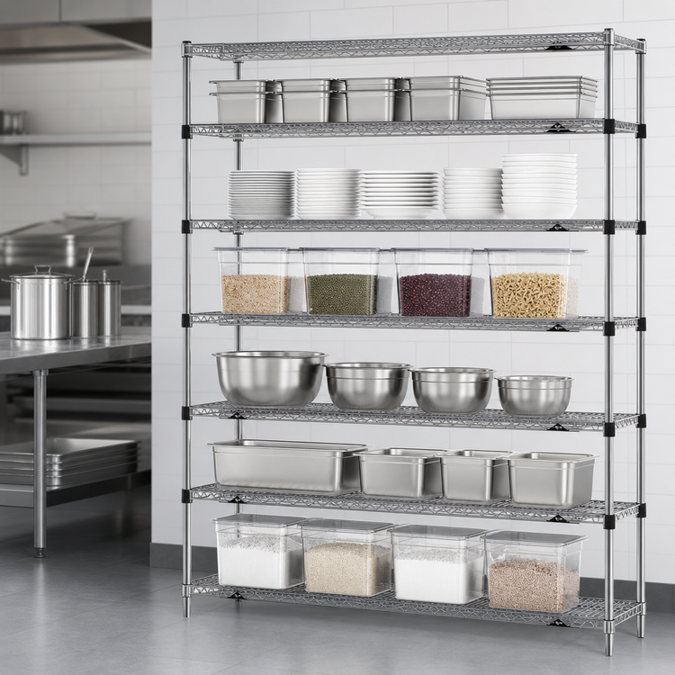 Product image #3 for Metro Super Erecta 60"W x 18"D x 74"H 6-Tier Stationary Wire Shelving Starter Unit, Chrome Plated Finish