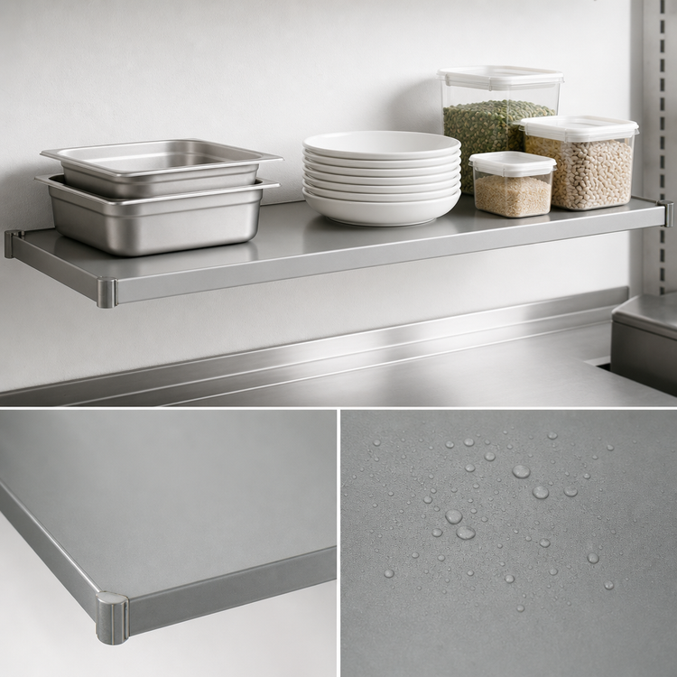 Product image #3 for Eagle Valu-Master 60"W x 14"D Solid Shelf with Marine Edge, 18-Gauge Galvanized Steel, Gray Epoxy Finish