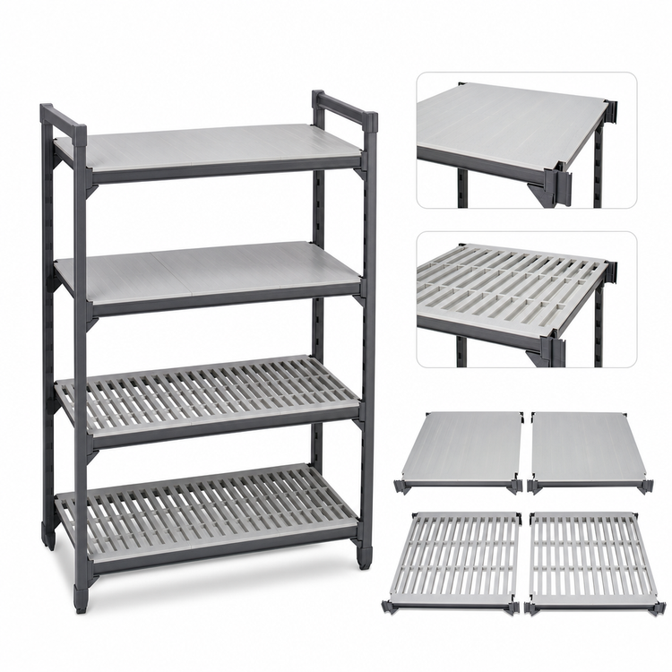 Product image #3 for Cambro Camshelving Basics Plus 4-Shelf Solid & Vented Shelf Kit, 24 x 36 Inch, Brushed Graphite