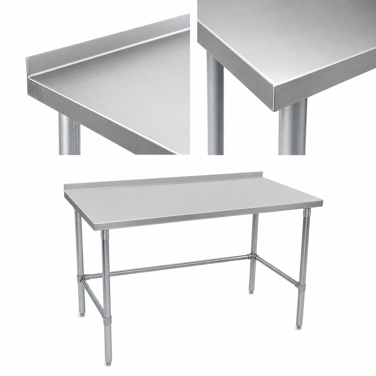Product image #3 for John Boos Stallion 48-Inch x 30-Inch Stainless Steel Top Work Table with 1-1/2-Inch Rear Backsplash and Galvanized Base