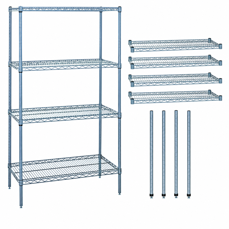 Product image #3 for Quantum 36 in. W x 14 in. D x 86 in. H Stationary Wire Shelving Starter Unit, 600-800 lb. Capacity, Gray Epoxy Antimicrobial Finish