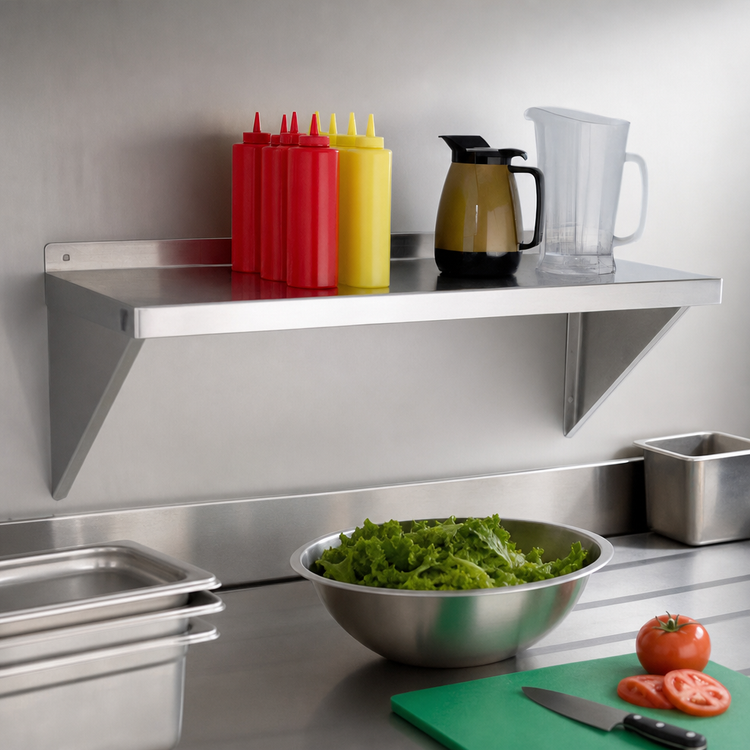Product image #3 for New Age 36-Inch W x 18-Inch D Solid Wall Shelf, Bracket-Mounted, 12-Gauge Aluminum