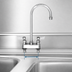 Thumbnail image #3 for Fisher Stainless Steel 4-Inch Center Deck Mount Manual Faucet with 6-Inch Swivel/Rigid Gooseneck Spout and Lever Handles