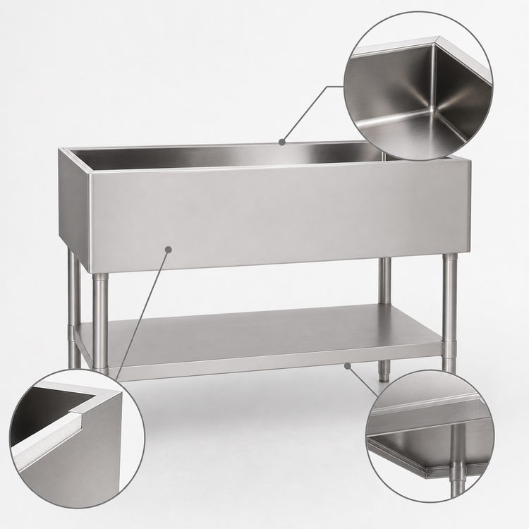 Product image #3 for Eagle Group SCP-3 Stationary Ice-Type Open Base Cold Pan Serving Counter, 48 Inch Wide