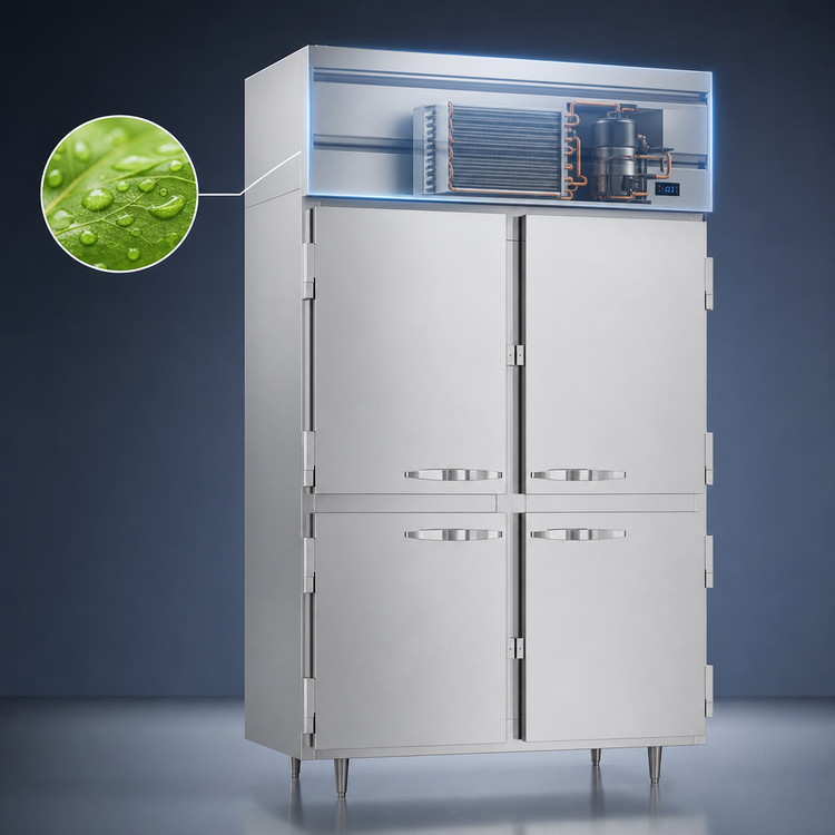 Product image #3 for Beverage-Air P Series 2-Section Pass-Thru Freezer with 8 Half Solid Doors, 48.33 Cu. Ft., Top-Mounted Self-Contained Refrigeration