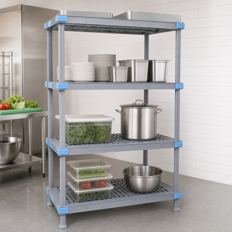 Product image #3 for Quantum Millenia 54"W x 18"D x 86"H Gray Polymer Stationary Starter Shelving Unit with 4 Shelves