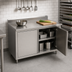 Thumbnail image #3 for John Boos Cabinet Base Work Table with Hinged Doors, 36 x 30 Inch, 14-Gauge 300-Series Stainless Steel Top, 5-Inch Backsplash
