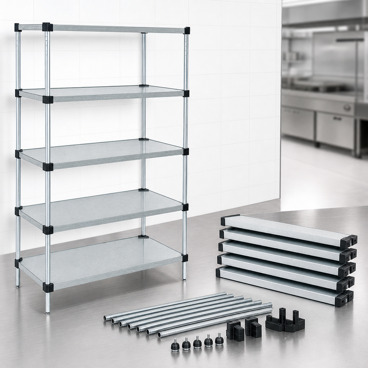 Product image #3 for Quantum Solid Shelving Starter Kit, 72"W x 14"D x 54"H, 5 Shelves