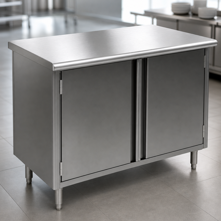 Product image #3 for Eagle Spec-Master 96-Inch Enclosed Work Table with Hinged Doors and Stainless Steel Flat Top