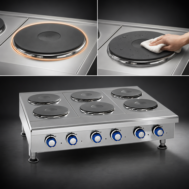 Product image #3 for Imperial 12-Inch Electric Countertop Hot Plate with Solid Top and 2 Round Plate Elements