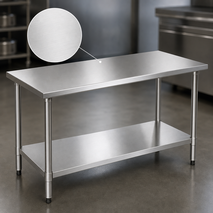 Product image #3 for Eagle Group Budget Series 60 Inch x 24 Inch Flat Top Work Table with 430 Stainless Steel Top and Adjustable Undershelf