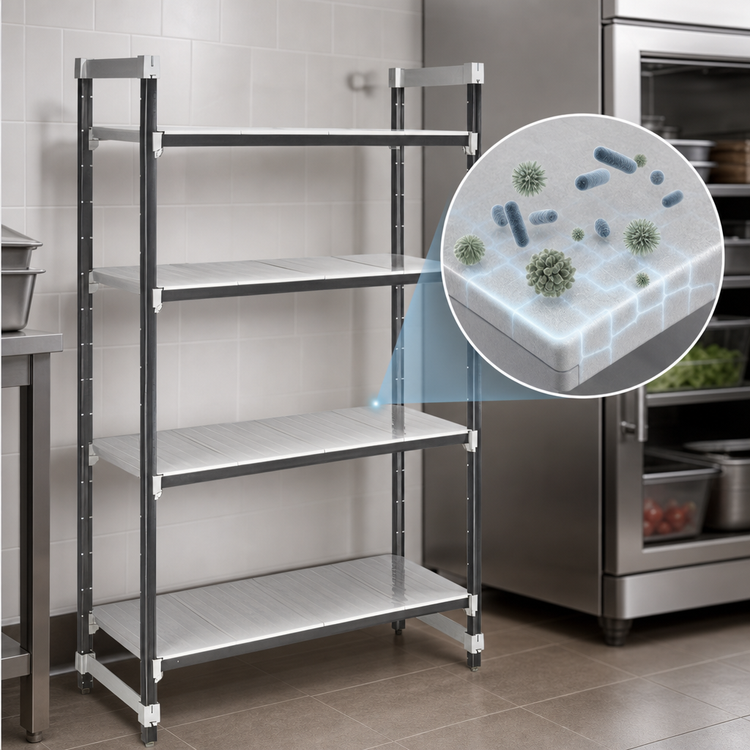 Product image #3 for Cambro Camshelving Elements XTRA 4-Tier Solid Stationary Starter Unit, 21-Inch Deep x 24-Inch Wide x 84-Inch High, Speckled Gray