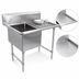 Thumbnail image #3 for John Boos B Series 1-Compartment Freestanding Sink with Right Drainboard, 16-Gauge Stainless Steel, 10-Inch Backsplash