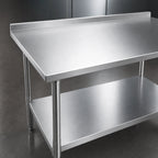 Thumbnail image #3 for John Boos Stallion ST6R1.5-3030SSK-X 30 x 30 Inch Corner Stainless Steel Work Table, 16-Gauge 300-Series Top, Rear Riser, Undershelf