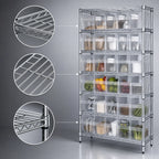 Thumbnail image #3 for Quantum WR8-804CL Bin Wire Shelving System, Chrome, 8 Shelves with 35 Clear Bins, 36"W x 18"D x 74"H