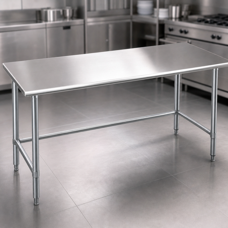 Product image #3 for Eagle Deluxe Series 120-Inch x 36-Inch Flat Top Stainless Steel Work Table with Galvanized Tubular Base