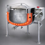 Thumbnail image #3 for Cleveland Range Short Series KDL80TSH 80-Gallon Direct Steam Tilting Steam-Jacketed Kettle, 316 Stainless Steel Liner, Tri-Leg Base