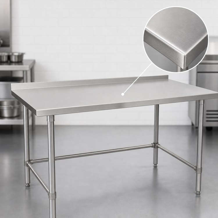 Product image #3 for John Boos Stallion 84-Inch x 24-Inch Stainless Steel Work Table with Rear Backsplash and Safety Edge