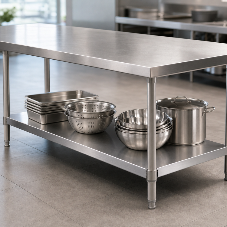 Product image #3 for John Boos 108-Inch x 30-Inch 18-Gauge Stainless Steel Optional Undershelf for TC/GMT Work Tables
