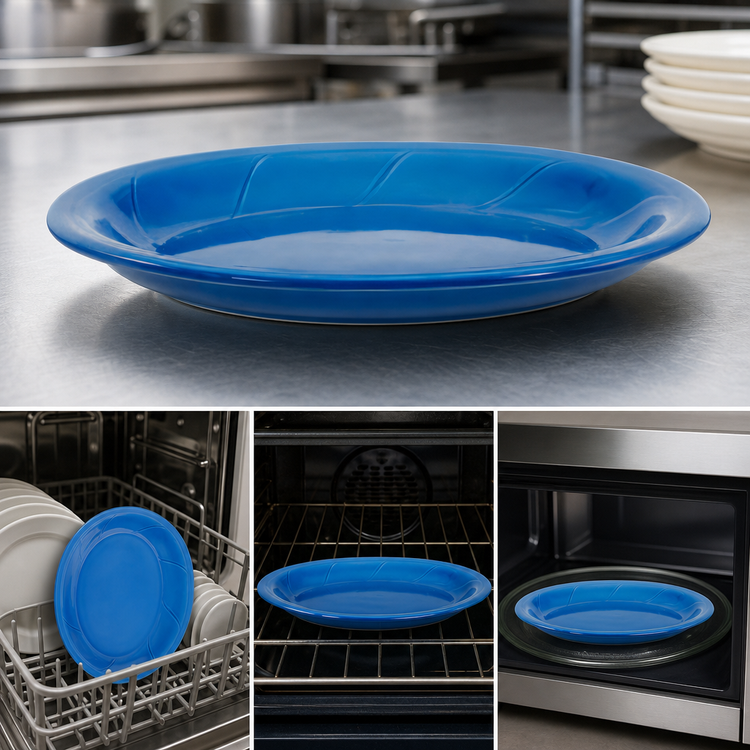 Product image #4 for Bay Pointe 7-Inch x 5-5/8-Inch Oval Narrow Rim Vitrified Ceramic Platter, Assorted Colors