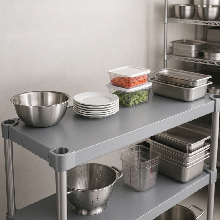 Product image #4 for Eagle Quik-Set 54"W x 18"D Flat Solid Shelf with Marine Edge, Gray Epoxy Finish