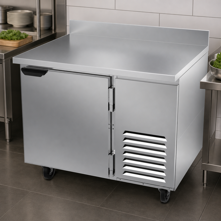 Product image #3 for Beverage-Air WTR41AHC 41-Inch One-Section Worktop Refrigerator with Solid Door, 4-Inch Backsplash, and Side-Mounted Self-Contained Refrigeration