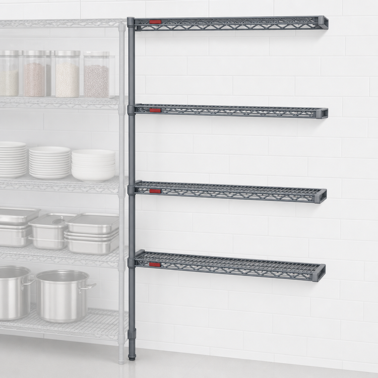 Product image #3 for Eagle Group Valu-Master 4-Tier Add-On Wire Shelving Unit, 30 x 21 x 74 Inches, Pewter Gray Epoxy