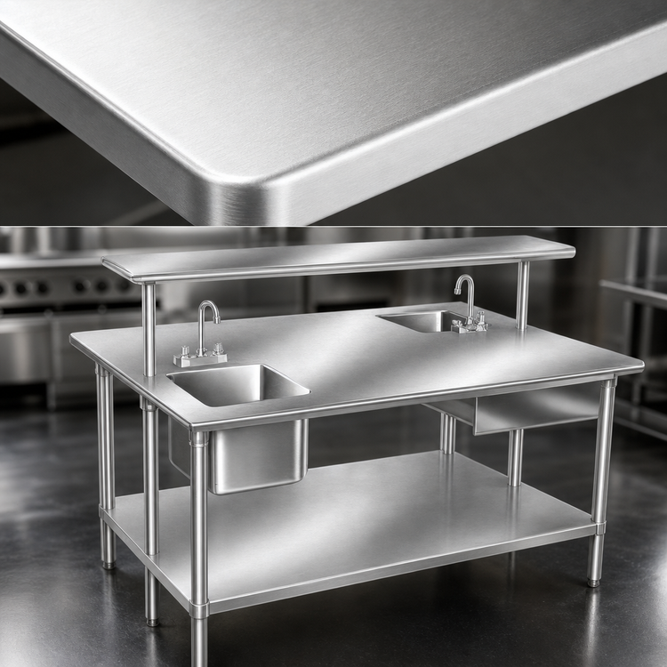 Product image #3 for Advance Tabco 72" x 48" 14-Gauge 304 Stainless Steel Commercial Work Table with Open Base