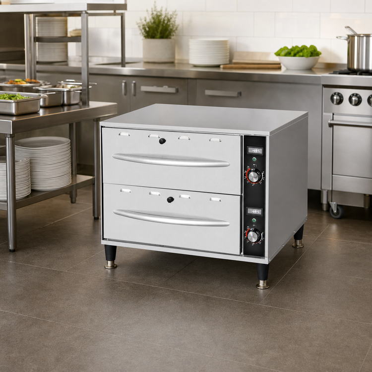 Product image #3 for Comstock-Castle Freestanding 2-Drawer Food Warming Drawer with Thermostatic Control