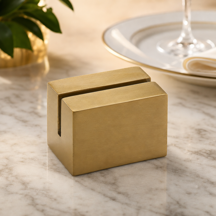 Product image #4 for American Metalcraft Gold Rectangular Cast Aluminum Menu Card Holder